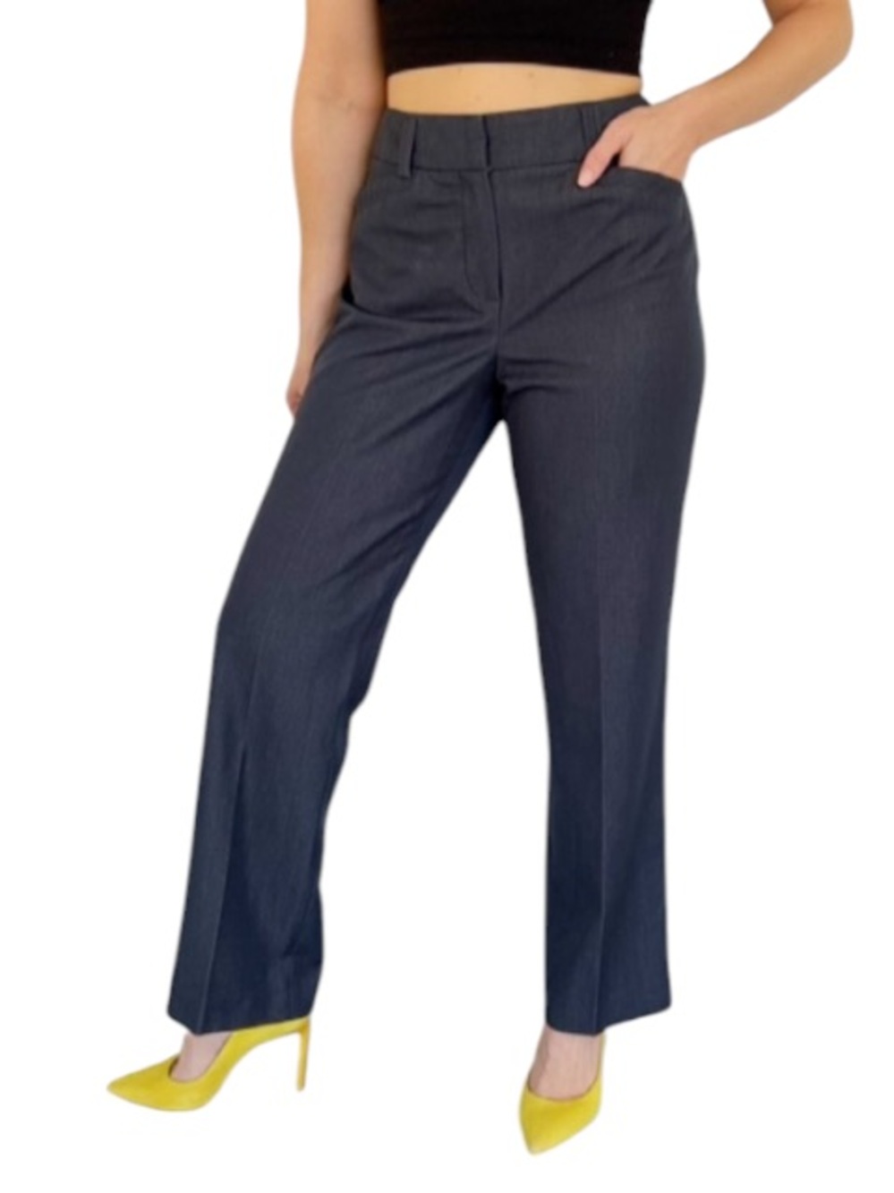 Larry Levine Petite blue gray straight leg spandex stretch dress pants size 10P